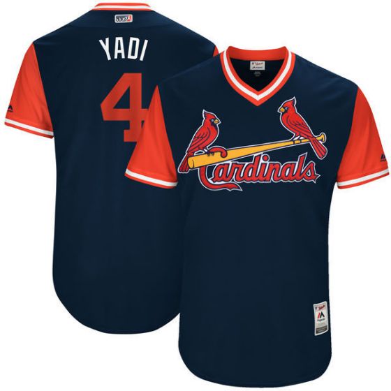 Men St Louis Cardinals #4 Yadi Blue New Rush Limited MLB Jerseys->youth mlb jersey->Youth Jersey